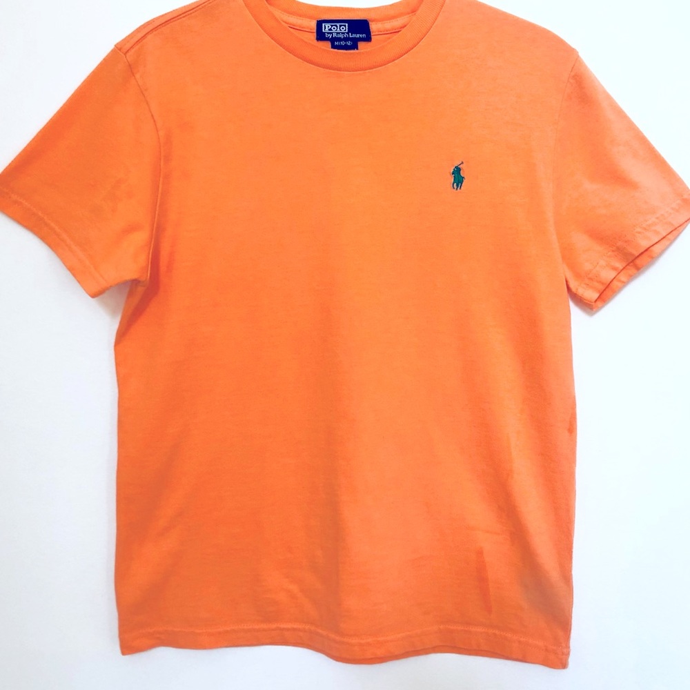 Boy's Polo by Ralph Lauren Orange Short Sleeve Crewneck T-Shirt - Medium…